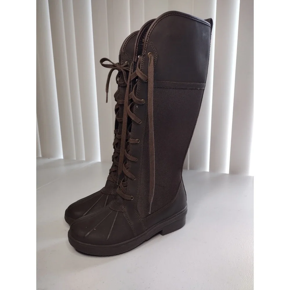 Clarks Carima Pluma Dark Brown Waterproof Lace Up Tall Winter Boots Womens 5.5